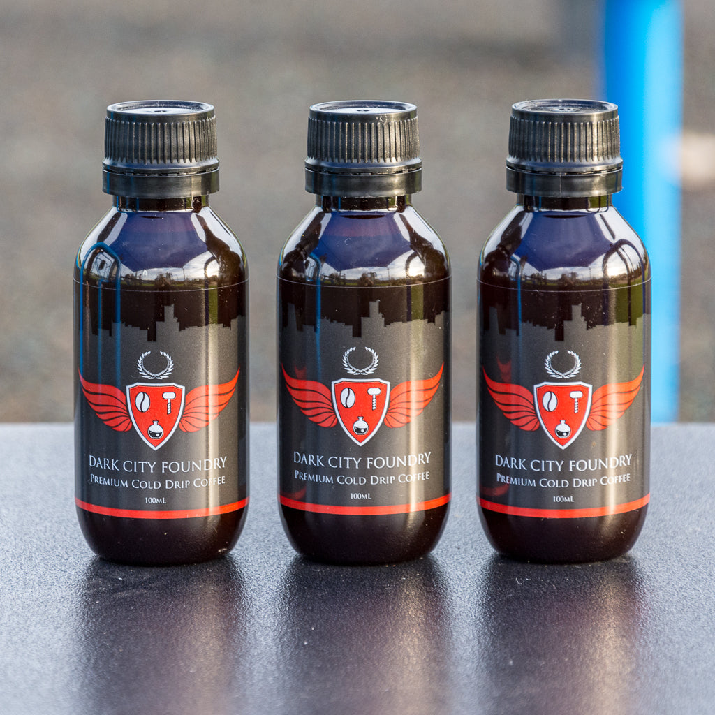 buy cold drip coffee australia. 3 x 100ml bottles pictured at the park